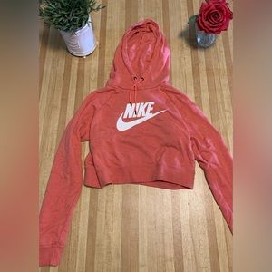 Nike coral pink cropped hoodie (S)